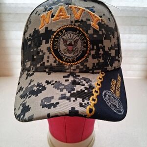 U.S. Navy A Global Force For Good Baseball Cap Blue Camo Embroidered